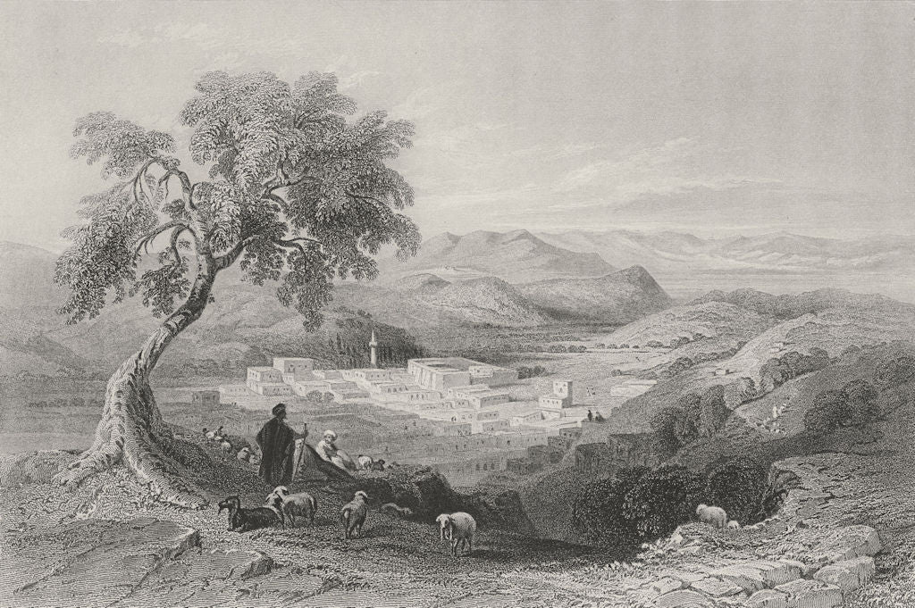 ISRAEL. Nazareth, Plain of Esdraelon-Bartlett 1847 old antique print picture